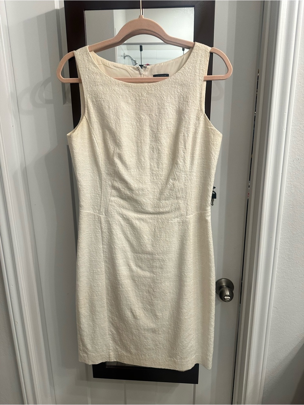 Ann Taylor Cream Sleeveless Sheath Dress